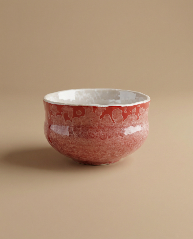 Blush Horizon Matcha Chawan — Crystal Bloom Glaze