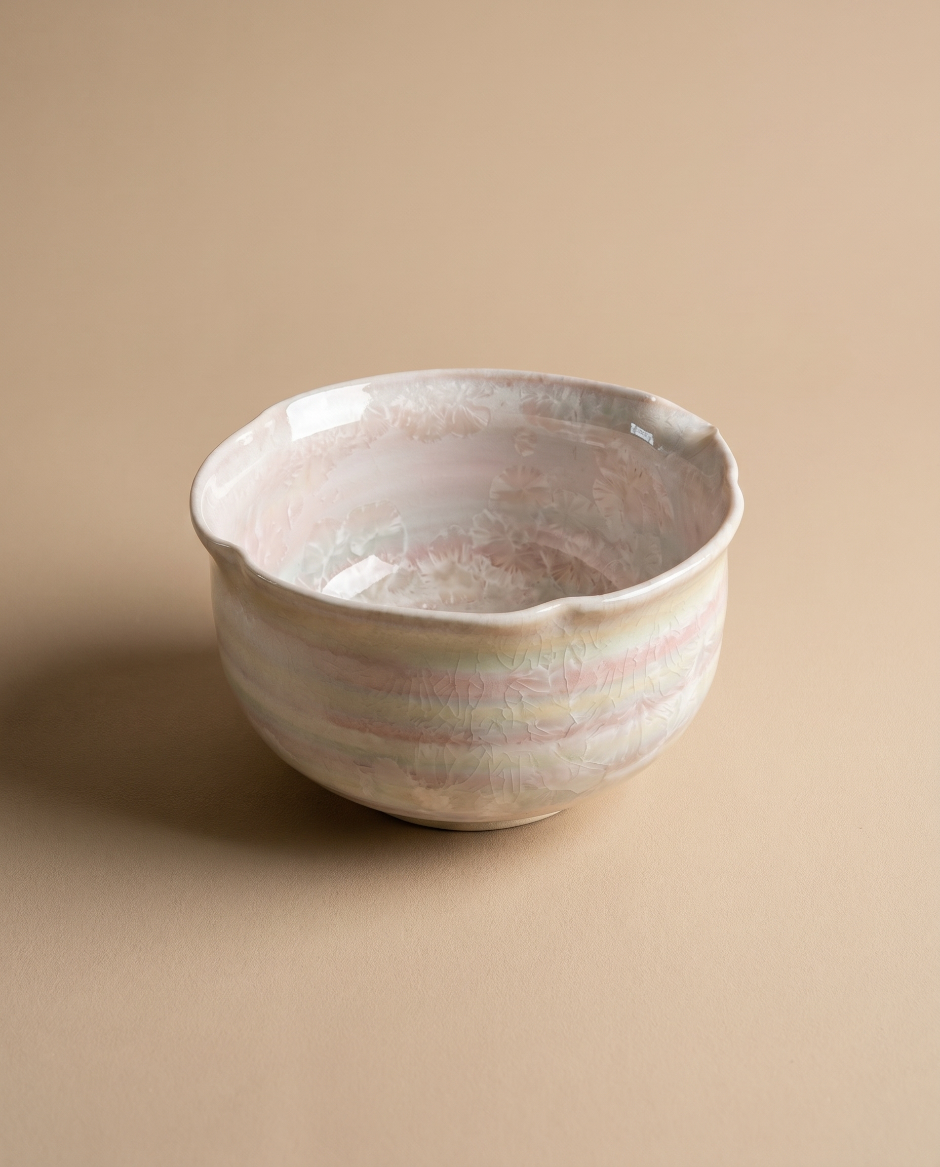 Soft Horizon Pouring Bowl — Pastel Crystal Glaze